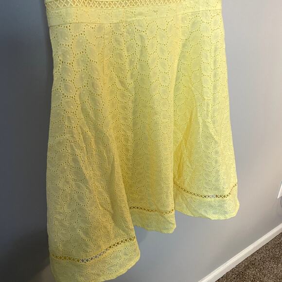 Calvin Klein Yellow Eyelet Detail Lace A-Line Cocktail Dress Women's SZ 8P EUC - Picture 5 of 12